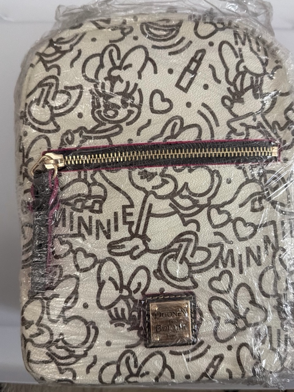 Dooney & Bourke Cream and Brown Minnie Mouse Backpack
